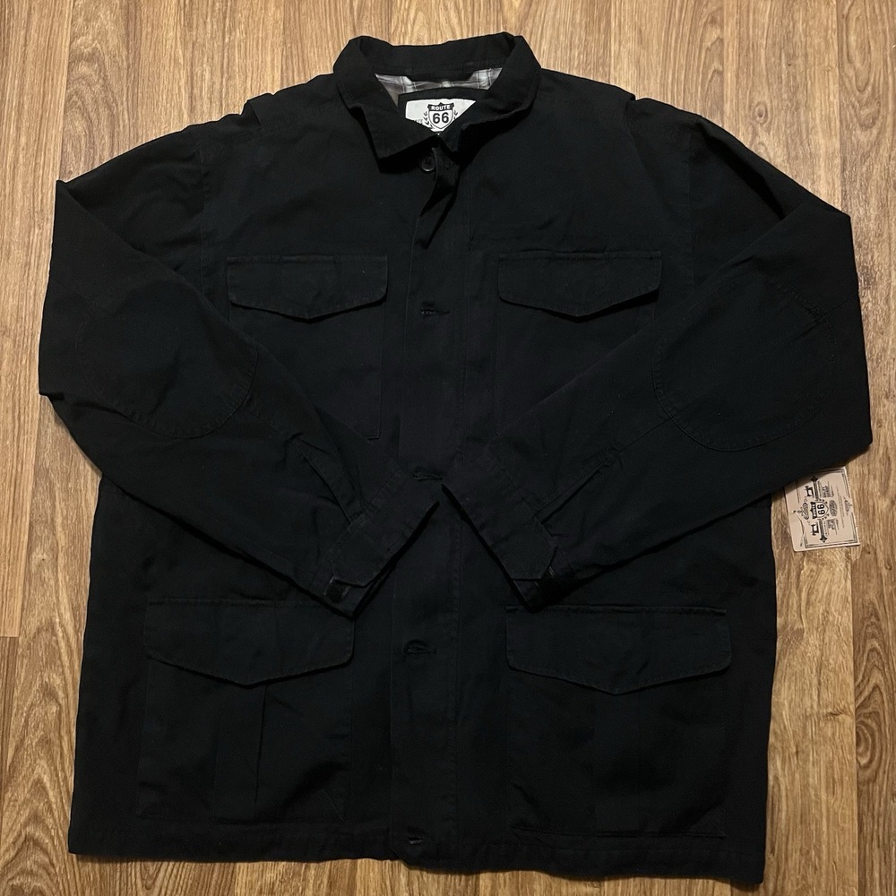 Vintage 90s Route 66 Flannel Jacket Men Large Black Warm Thermal Lining‎